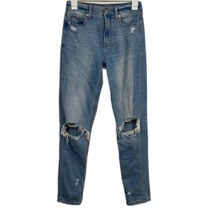 American Eagle Distressed Light Wash Mom Jeans